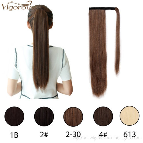 Vigorous Straight Long Ponytail Hair Extension Clip in Wrap Around Synthetic Pony Tail Hairpieces for Women 22" 2/30 Color